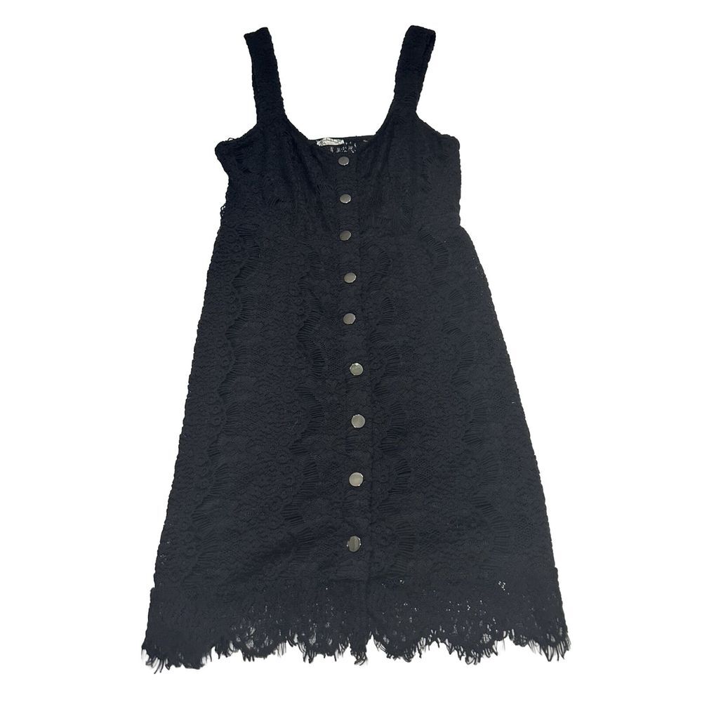 Intimately Free People Black Lace Slip Dress Size Small New Boho Mini Snap Front